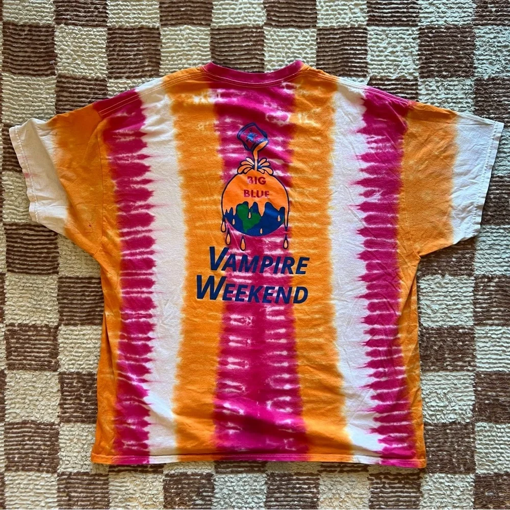 2019 Vampire Weekend Father of the Bride Sherbert Stripe Tie Dye Band T Shirt